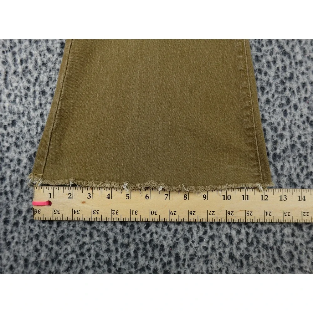 Unbranded Flare Jeans Womens Size L Brown Mustard High Rise Bell Bottom Raw Hem